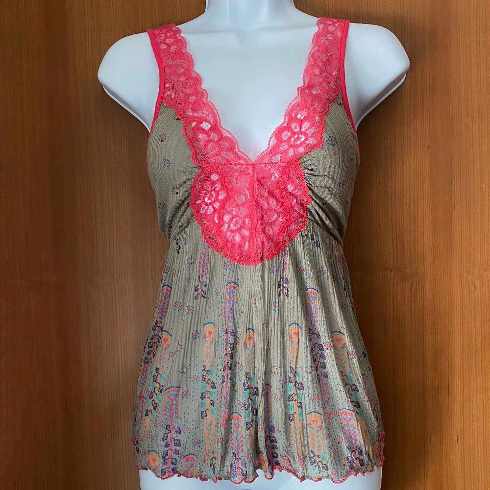 Free People Floral Modal/Lace Cami